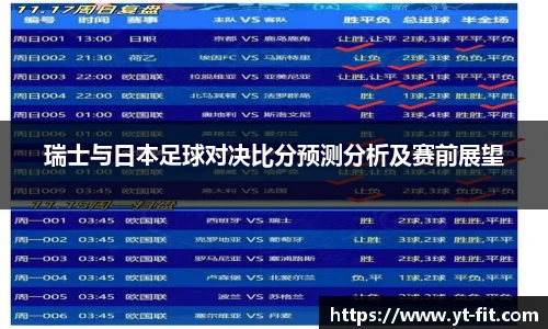 瑞士与日本足球对决比分预测分析及赛前展望